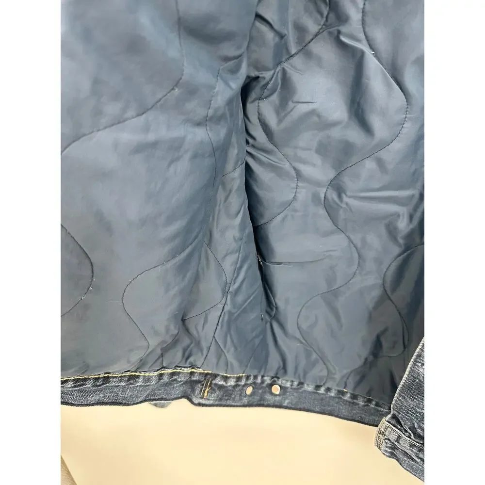 Levi's Jacket‎ Men MEDIUM Blue 2002 Denim Quilted Insulated Long Sleeve Trucker